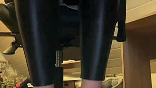 leather pants nylon socks tease barefoot morning fetish