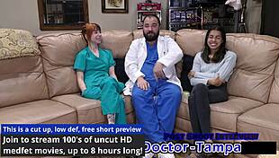 Dr tampa humiliates petite ditria roses in first shaved pussy gyno exam!