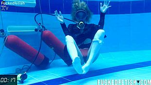 Ashlee rose in wet dress dives into horny underwater tease