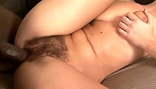 Short haired milf with natural boobs HANDJOBs and fucks huge interracial BBC!