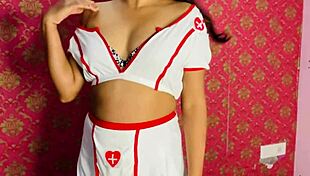 indian nurse bends over hospital bed for doggystyle pounding from patient with small cock
