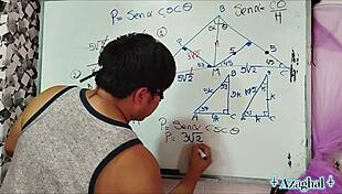 Nerdy Asian Student Teacher's Bedroom Trigonometry Fuck