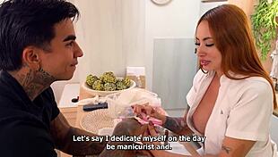 damn, this hot manicurist shows up and i pound her curvy body hard in the kitchen