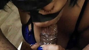 masked lalola klitz slurps and deepthroats big ebony cock like a pro milf