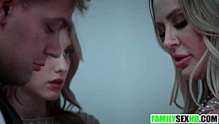Stepmom teaches stepson stepdaughter fucking in taboo threesome