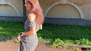 SKINNY TEEN FLASHES ASS PLUG UNDER FISHNET PANTYHOSE PUBLIC UPSKIRT CLOSEUP