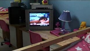 Babysitter rides big cock in bedroom cowgirl action