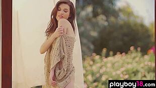 serena wood strips naked outdoors 🔥 sultry playboy tease