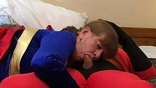 super granny in mr incredible cosplay slurps cock deep and moans loud