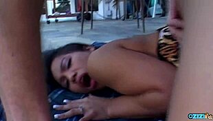 Raunchy Asian Cutie Saggy Tits Takes Hard Outdoor Dick