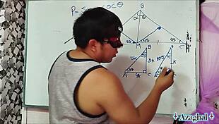 Nerdy Asian Student Teacher's Bedroom Trigonometry Fuck