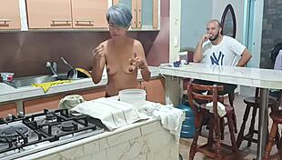 she dances sexy semi-naked in kitchen i catch my hot stepsister
