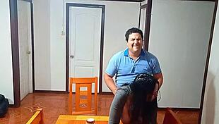 Surprised Stepmom's Table Temptation Beckons