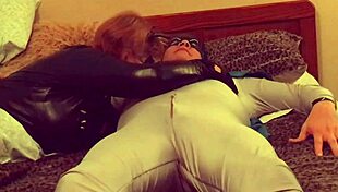 Granny Catwoman Devours Batman's Cock In Fishnet Corset