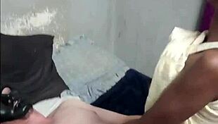 hottest braided ebony teen slut sucks masked man's white cock yellow dress ride doggystyle pounding