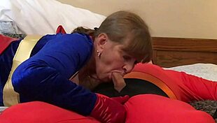 super granny in mr incredible cosplay slurps cock deep and moans loud