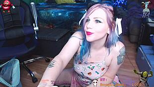 horny milf babe fingers pussy licks tits vibes to orgasm