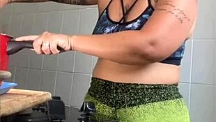Married woman films cooking online but really flashes her swollen pussy for thrills