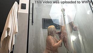 i hid phone in bathroom to spy hot aunt fucking boyfriend shower cumshot