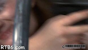 my clamped tits ache from rough toy pussy shoveling