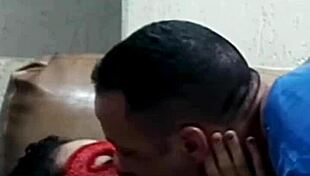 cute brazilian teen kisses fit guy passionately!
