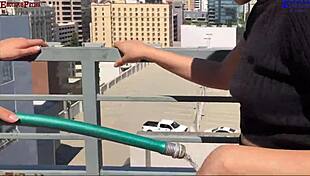 Erotique Entertainment Threesome: Two Amateur Girls Footjob Big Dick Barefoot Patio