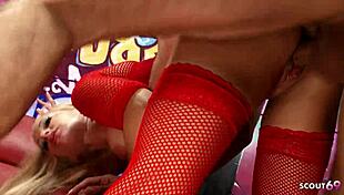 fishnet blonde teen roughly taken by stranger cock