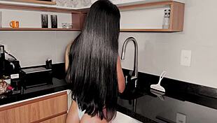 skinny petite ebony licks cum off huge cock first anal debut