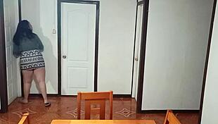 Surprised Stepmom's Table Temptation Beckons