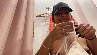 hot latina tries on bikini outdoors, perfect tits and big ass on display