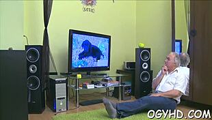 young babe tempts older guy into steamy encounter