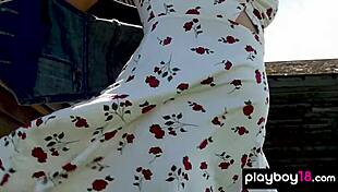 Huge Tits Blonde Milf Jenessa Dawn Strips Naked on Ranch