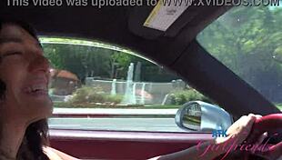 aubry babcock rides cock while pretty pink pussy gets fingered in car