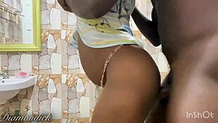Fucking Step Mom's Tight Pussy with Long Cock in Bathroom While Dad's Away!