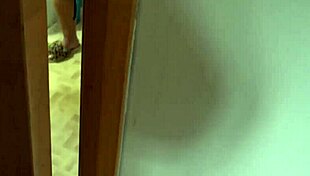 My horny stepson catches hairy mature pussy pissing