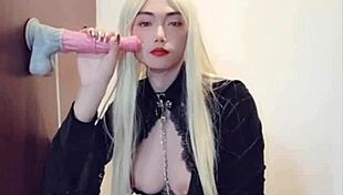 Shemale Socks Monster Cock Sex in High Heels