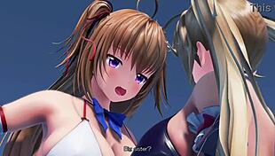 Two huge giantesses tower tall over the city before crushing it flat beneath their soles