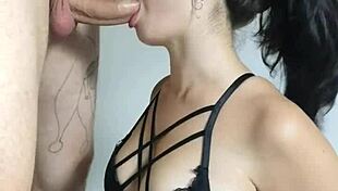 Girlfriend deepthroats wellington prado's huge cock till chest cumshot