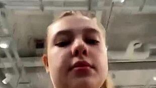 Horny SHAVED PUSSY FUCKED CLOSE UP IN PUBLIC with BIG NATURAL TITS BOUNCING!