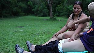 voyeur woman strokes me hard outdoors in public park forest