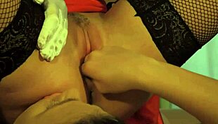 Bound European Babes Fingerfuck Pussy in Lezdom Bondage with Toys Stockings