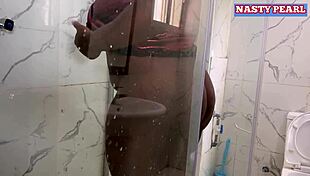 Ebony Housewife Surprised in Shower by Husband's Friend's Big Black Cock Creampie Fuck