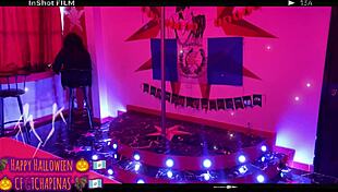 playboy bunny chapina struts runway saying happy halloween then clothes get ripped off