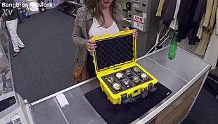 Passenger pounds french flight attendant's pussy with cumshot facial finish before boarding