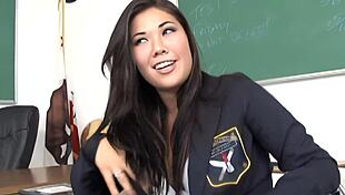 my teacher bends me over fucking my asian pussy doggystyle till cumshot