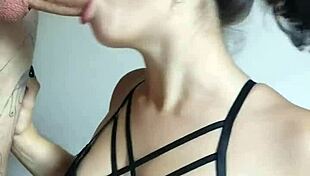 Girlfriend deepthroats wellington prado's huge cock till chest cumshot