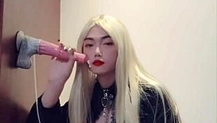 Shemale Socks Monster Cock Sex in High Heels