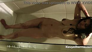 horny desi village aunty kavya fingers pussy in steamy bath