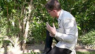 step granddaughter deepthroats architect doggy on public lawn