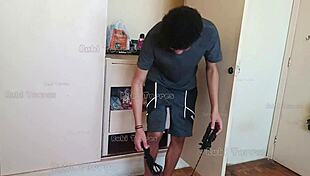 caught my stepbro sniffing my panties so i punished his cock with my goth teen pussy